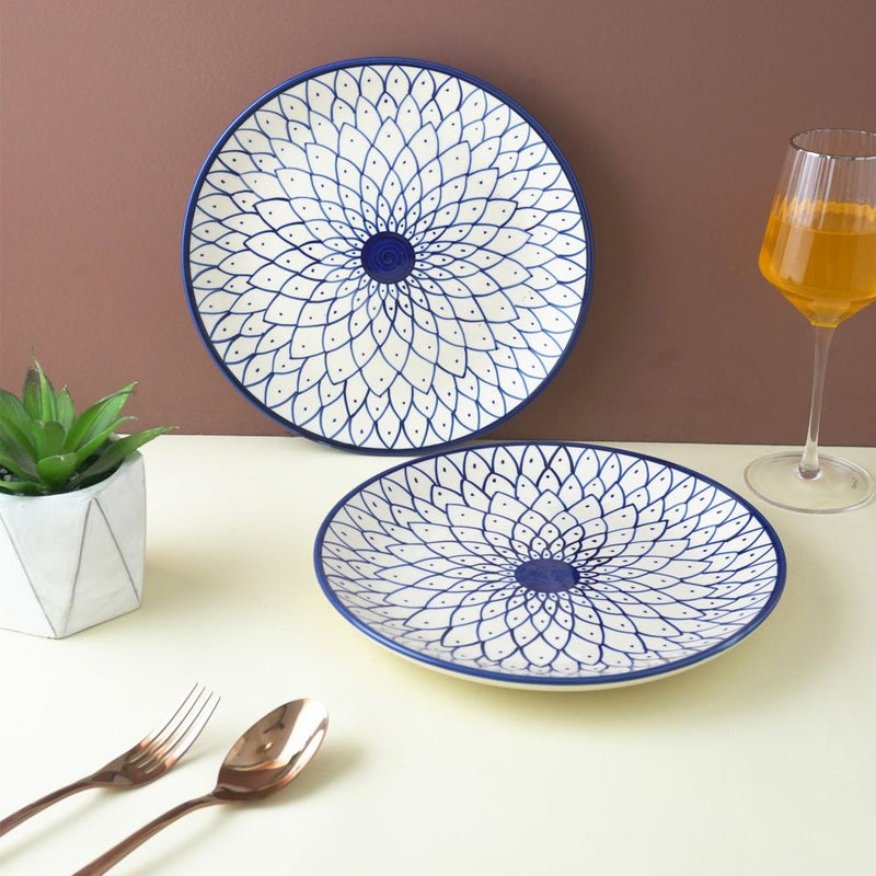Blue Chakra Ceramic Dinner Plates- Set of 2