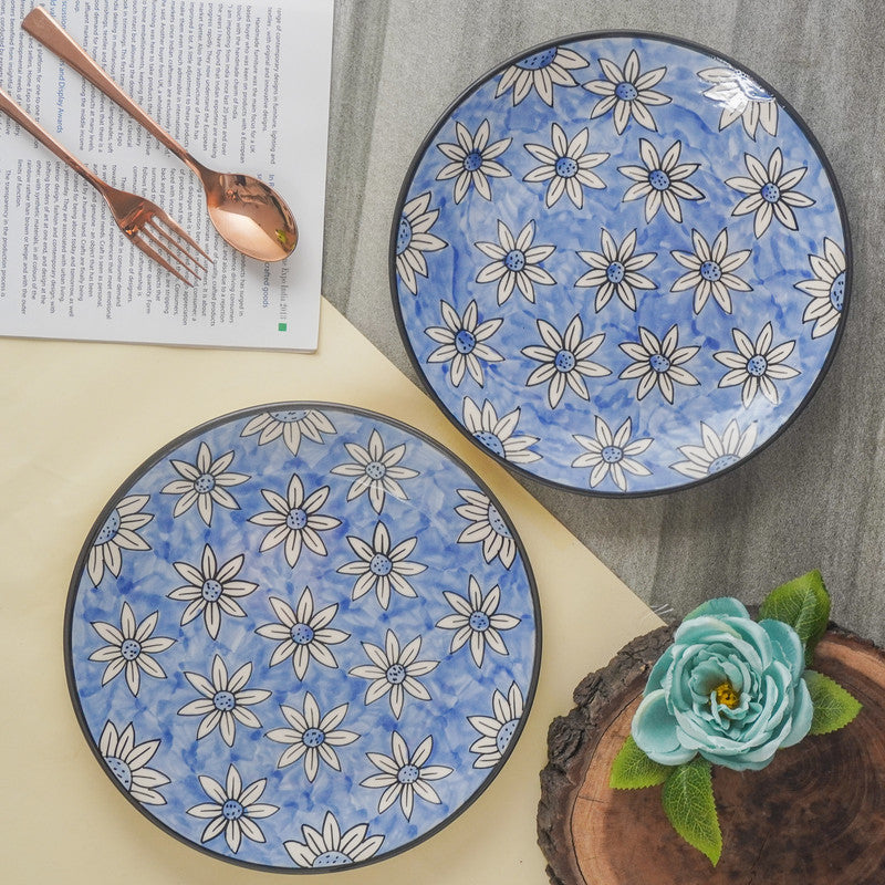 Blue Bloom Ceramic Dinner Plates- Set of 2