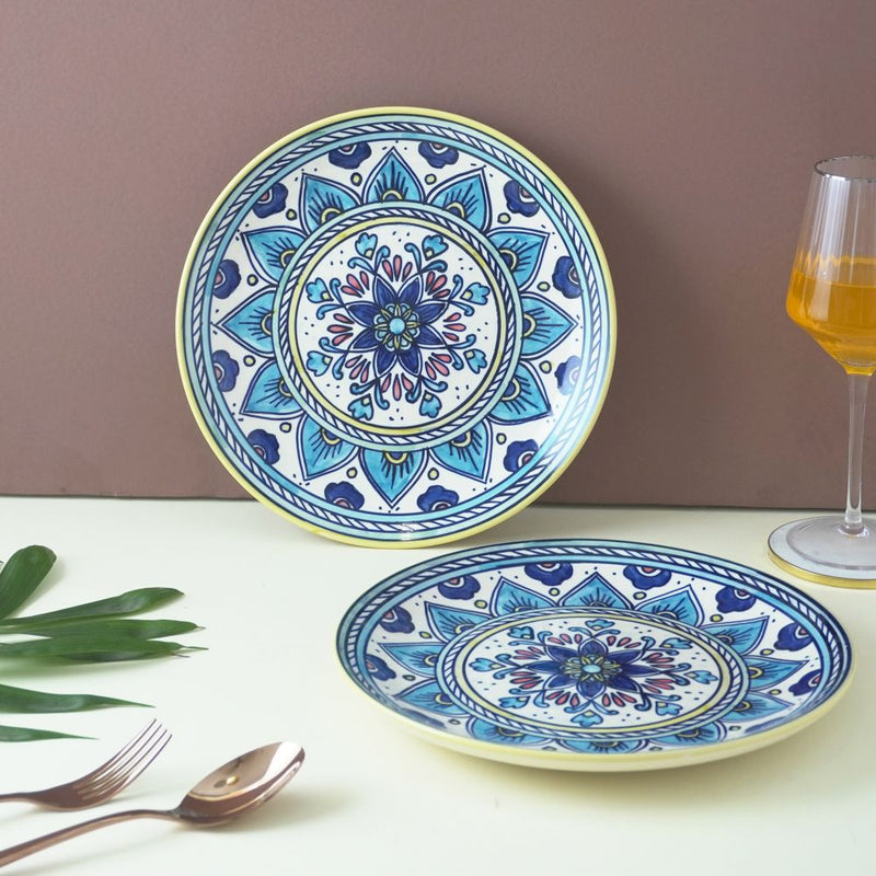 Ceramic Blue Mandala Dinner Plates- Set of 2