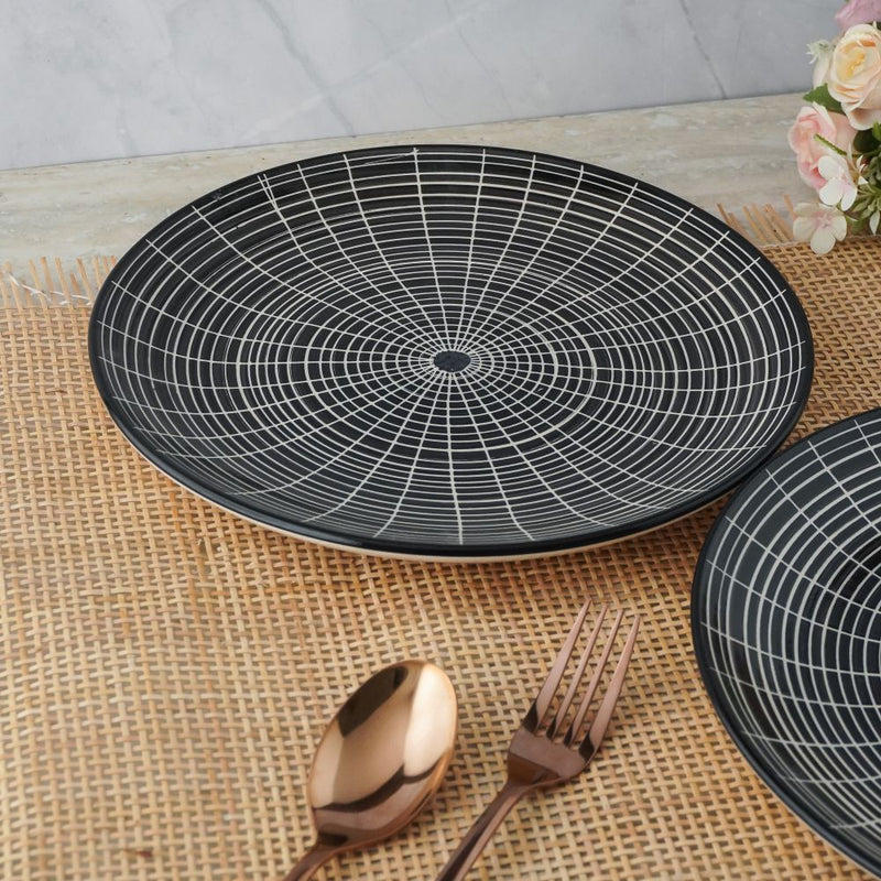 Black Chakra Dinner Plates- Set of 2 