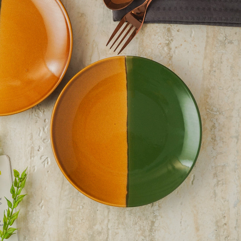 Dual-Tone Ceramic Dinner Plates- Set of 2
