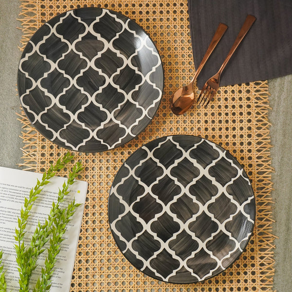 Black Moroccan Ceramic Dinner Plate- Set of 2 