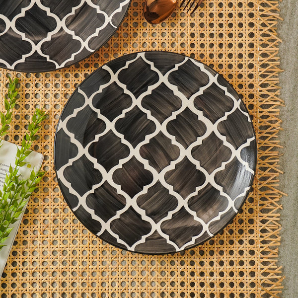 Black Moroccan Ceramic Dinner Plate- Set of 2 