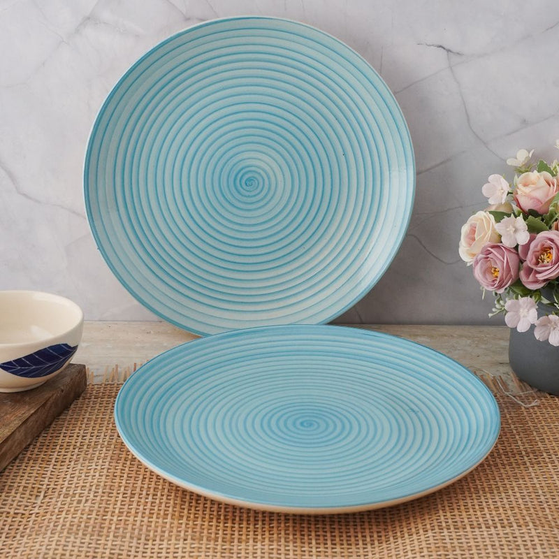 Blue Spiral Ceramic Dinner Plate- Set of 2