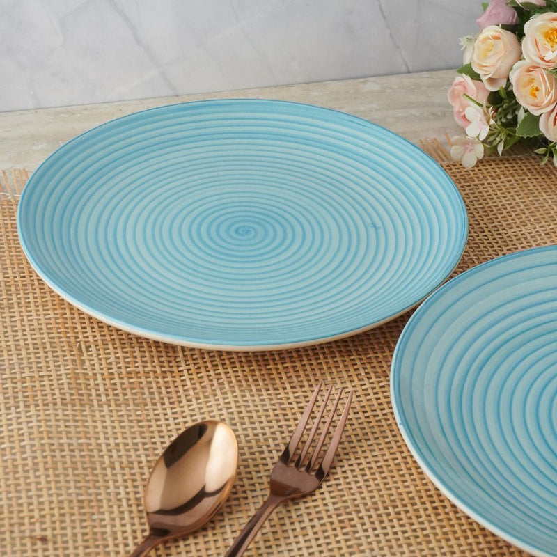 Blue Spiral Ceramic Dinner Plate- Set of 2