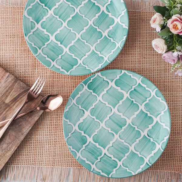 Green Moroccan Ceramic Dinner Plate- Set of 2