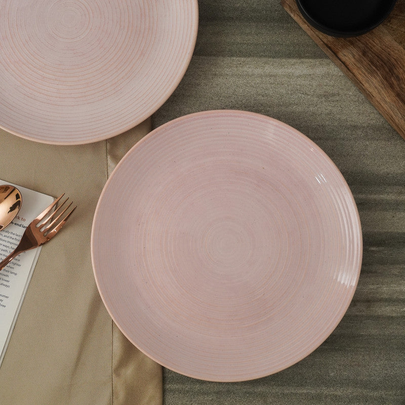 Pink Swirl Ceramic Dinner Plates- Set of 2