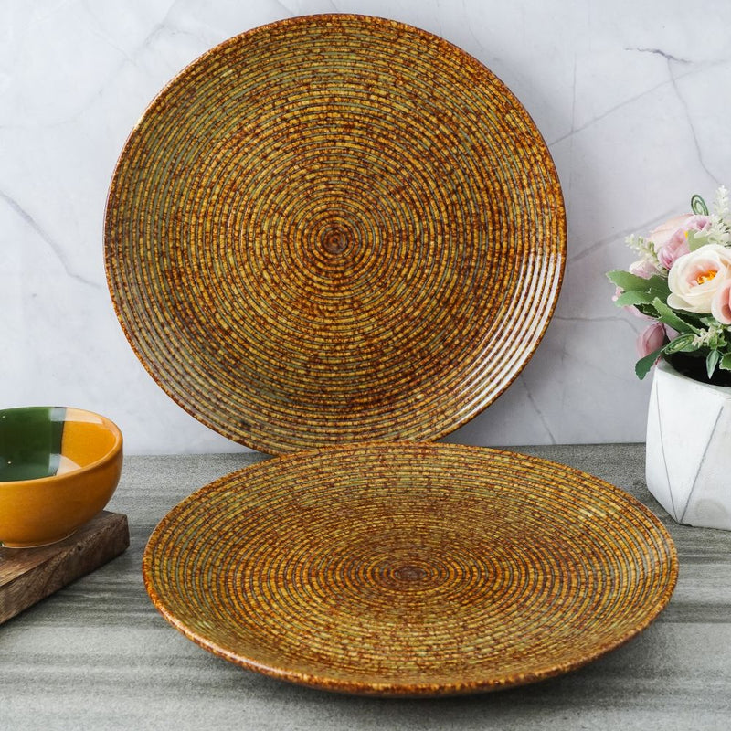 Rustic Swirl Ceramic Dinner Plates- Set of 2