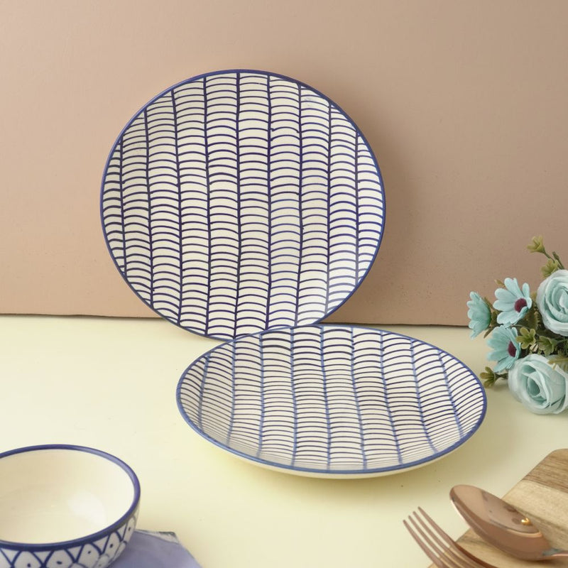 Sweep Pattern Ceramic Quarter Plate- Set of 2