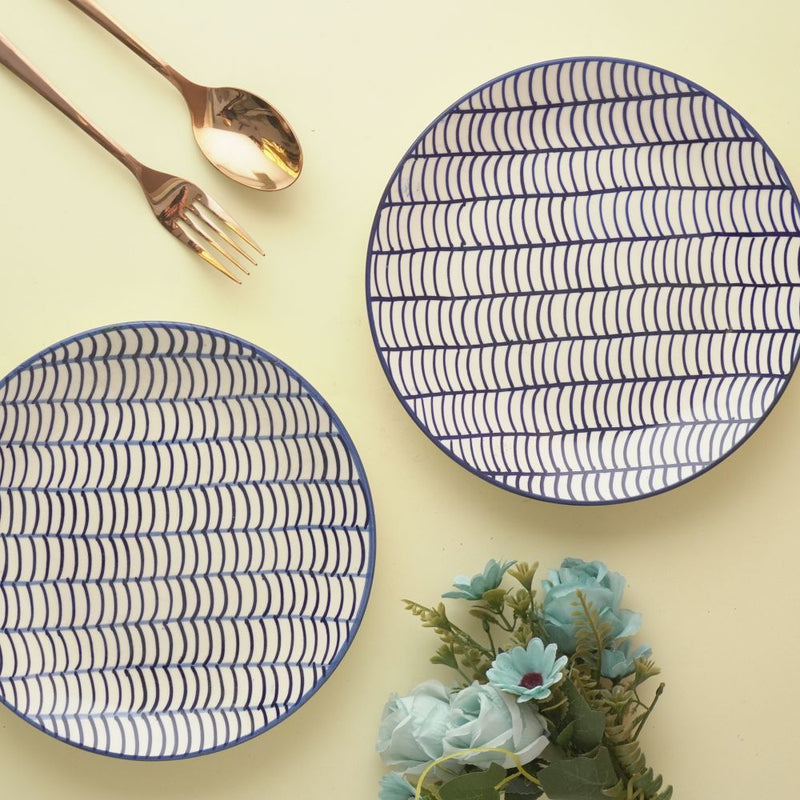 Sweep Pattern Ceramic Quarter Plate- Set of 2