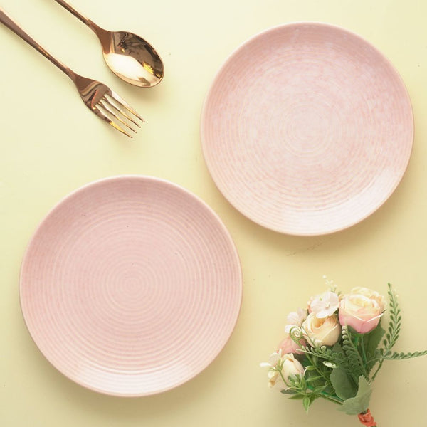 Pink Swirl Ceramic Quarter Plates- Set of 2