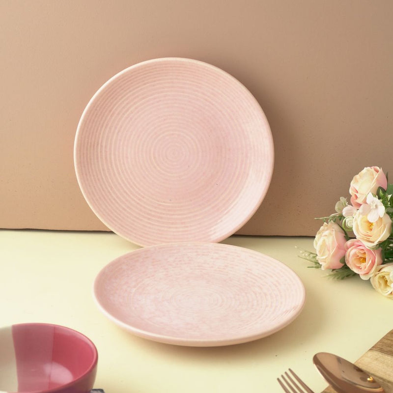 Pink Swirl Ceramic Quarter Plates- Set of 2