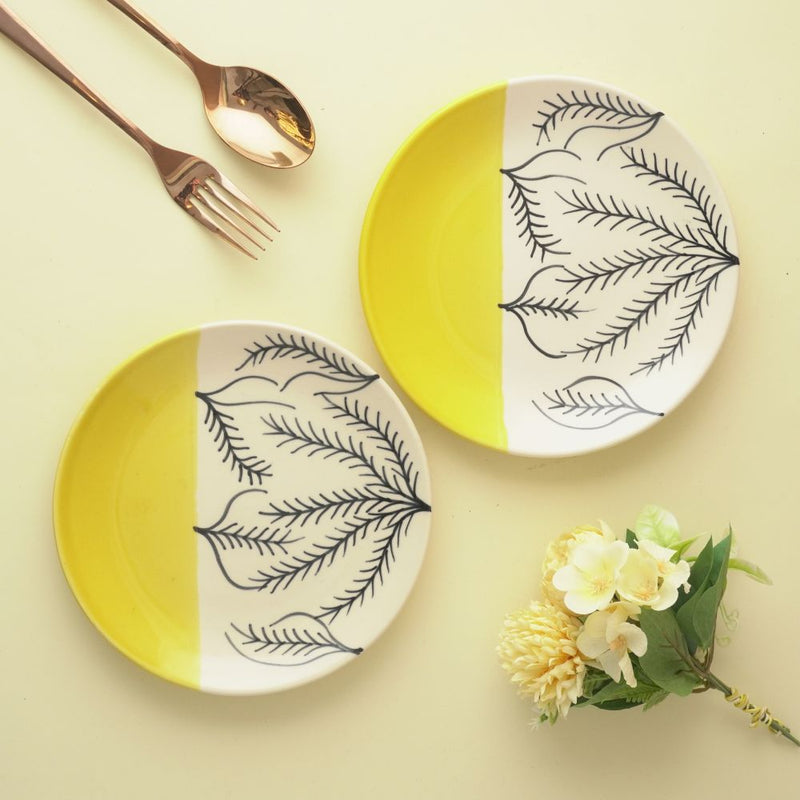 Abstract Ceramic Quarter Plates- Set of 2 