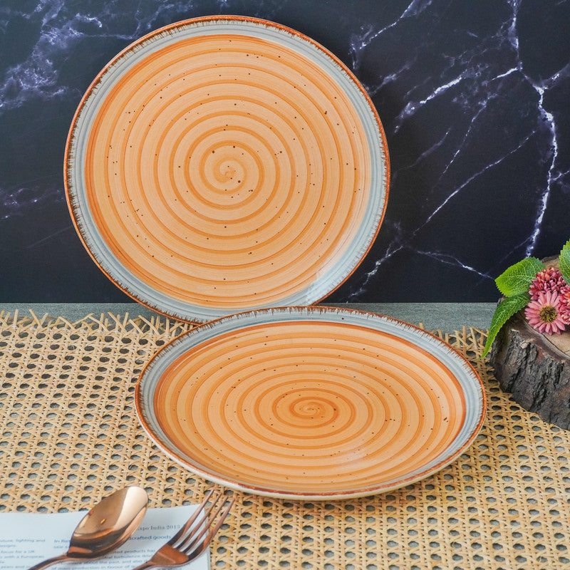 Brown Swirl Ceramic Quarter Plates- Set of 2