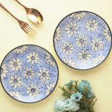 Blue Bloom Ceramic Quarter Plates- Set of 2