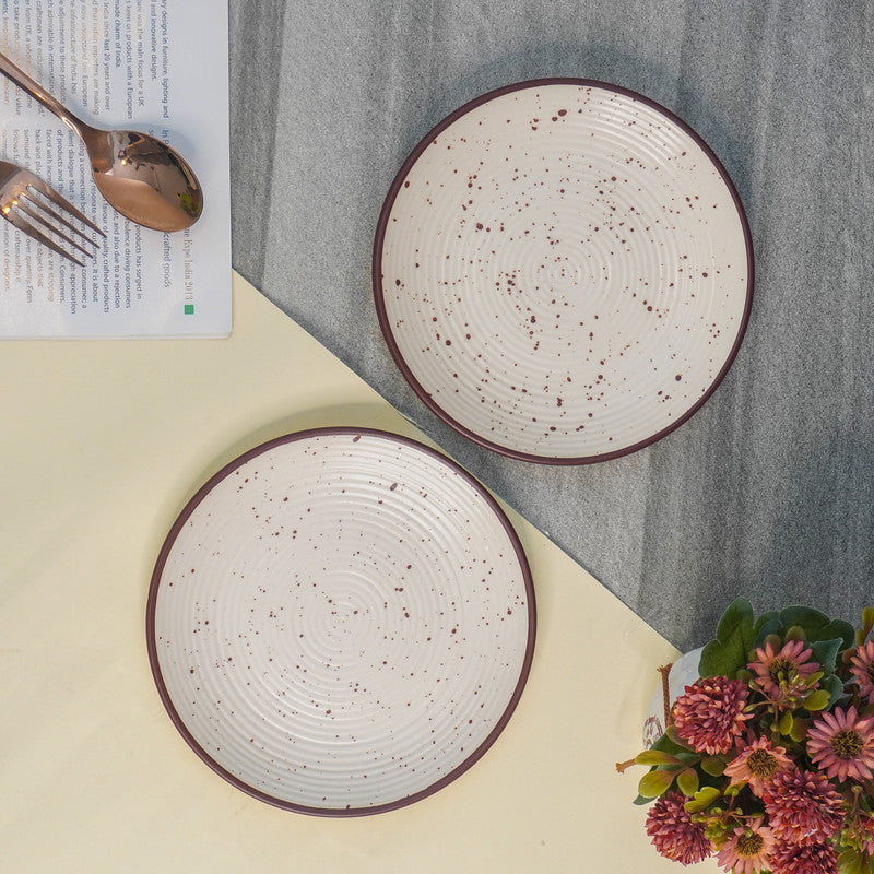 Beige Swirl Ceramic Quarter Plates- Set of 2 