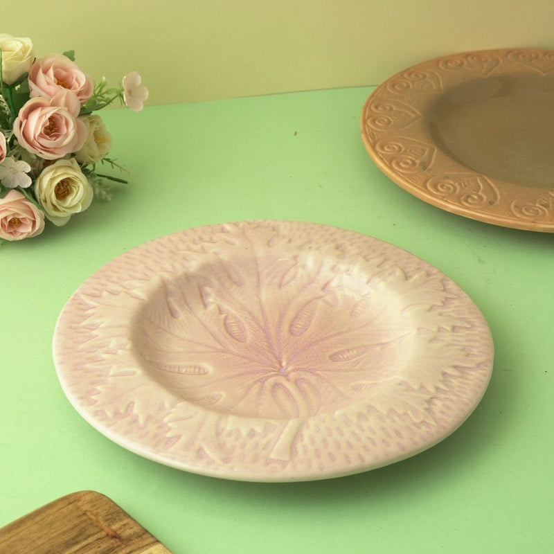 Ceramic Floral Imprint Platter- Pink