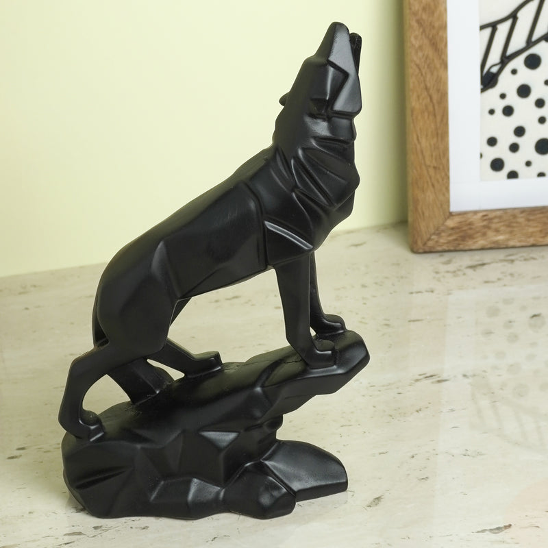 Modern art geometric black wolf statue
