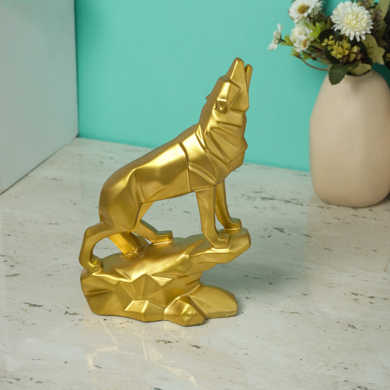 Modern Art Geometric Gold Wolf Statue