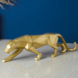 Cubism Art Gold Geomric Leopard Statue