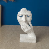Set Of 3 Human Face Statue Artifacts Table Accent- Set of 3