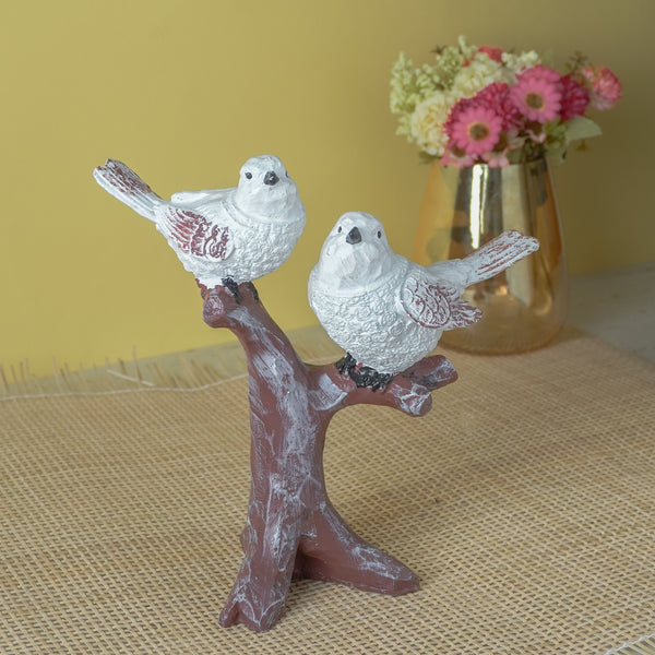 White Sparrow Bird On Tree Showpiece