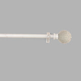 Beaded Finial Extendable Curtain Rod White 25MM (Hardware Included) - The Decor Mart 