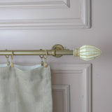 Tusky Bone Finial Extendable Double Curtain Rod Beige 25MM (Hardware Included) - The Decor Mart 