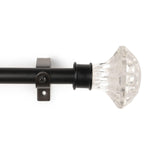 White Bloom Finial Extendable Curtain Rod Black 25MM (Hardware Included) - The Decor Mart 