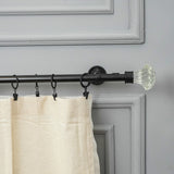 White Bloom Finial Extendable Double Curtain Rod Black 25MM (Hardware Included) - The Decor Mart 