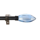 Blue Bud Finial Extendable Curtain Rod Black 19MM (Hardware Included) - The Decor Mart 