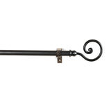 Spiral Metal Finial Extendable Curtain Rod Black 19MM (Hardware Included) - The Decor Mart 