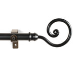 Spiral Metal Finial Extendable Curtain Rod Black 19MM (Hardware Included) - The Decor Mart 