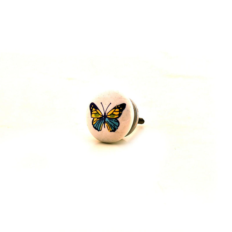 Yellow Butterfly Drawer Knob- Set Of 4 - The Decor Mart 