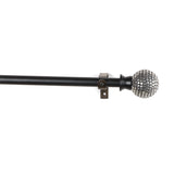 Silver Stud Ball Extendable Curtain Rod Black 25MM (Hardware Included) - The Decor Mart 