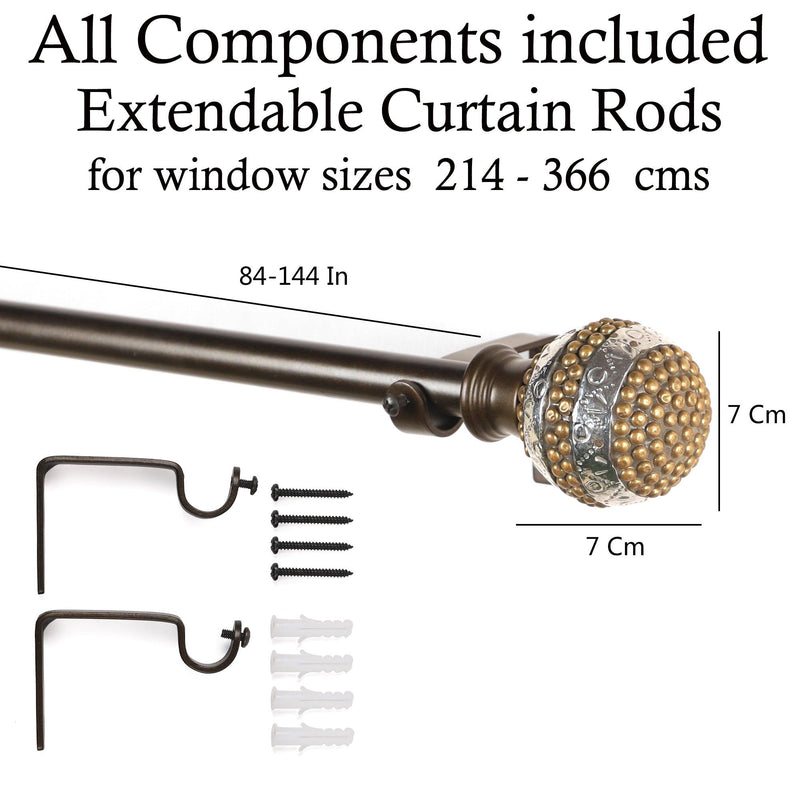 Spectra Metal Extendable Curtain Rod Black 25MM (Hardware Included) - The Decor Mart 