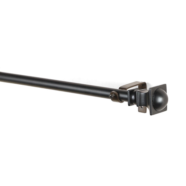 Metal Half Round Finial Extendable Curtain Rod Black 19MM (Hardware Included) - The Decor Mart 