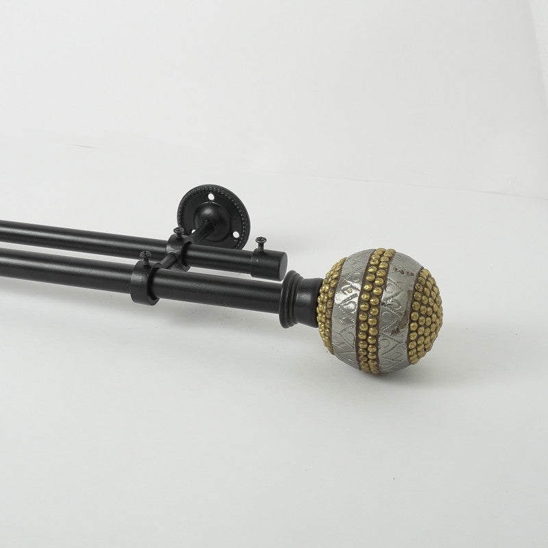 Spectra Metal Extendable Double Curtain Rod Black 25MM (Hardware Included) - The Decor Mart 