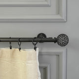 Ventilia Metal Finial Extendable Double Curtain Rod Black 25MM (Hardware Included) - The Decor Mart 