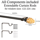 HoneyComb MOP Finial Extendable Curtain Rod Black 25MM (Hardware Included) - The Decor Mart 