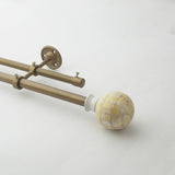 Tesla Mother Of Pearl Extendable Double Curtain Rod Beige 25MM (Hardware Included) - The Decor Mart 