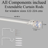 Rococo Ceramic Finial Extendable Curtain Rod White 19MM (Hardware Included) - The Decor Mart 