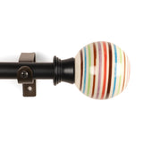 Colour Pop Finial Extendable Curtain Rod Black 19MM (Hardware Included) - The Decor Mart 