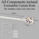 Mughal Ceramic Finial Extendable Curtain Rod White 19MM (Hardware Included) - The Decor Mart 