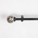 Antique Glass Finial Extendable Curtain Rod Black 25MM (Hardware Included) - The Decor Mart 