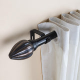 Rustic Metal Finial Extendable Curtain Rod Black 25MM (Hardware Included) - The Decor Mart 