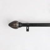 Rustic Metal Finial Extendable Curtain Rod Black 25MM (Hardware Included) - The Decor Mart 