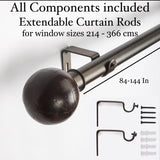 Coco Shell Finial Extendable Curtain Rod Black 25MM (Hardware Included) - The Decor Mart 