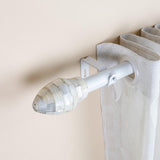 Tusky MOP Finial Extendable Curtain Rod White 25MM (Hardware Included) - The Decor Mart 