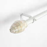 Tusky MOP Finial Extendable Curtain Rod White 25MM (Hardware Included) - The Decor Mart 